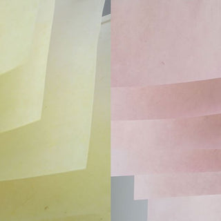 Vertikaler geometrischer rosa Fächer – Hanji-Papier – handgefertigt